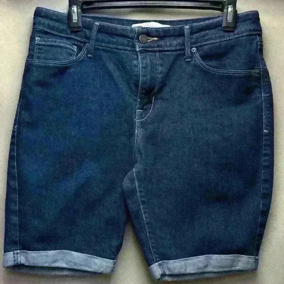 Levi's Pants - Levi's Women Bermuda Shorts Mid-Strecth Denim Blue Jeans Dark Indigo Size 12